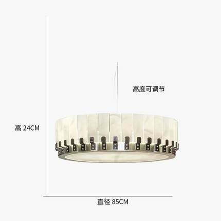 现代轻奢风客厅吊灯全铜天然云石餐厅灯简约高端大气新中式圆圈灯