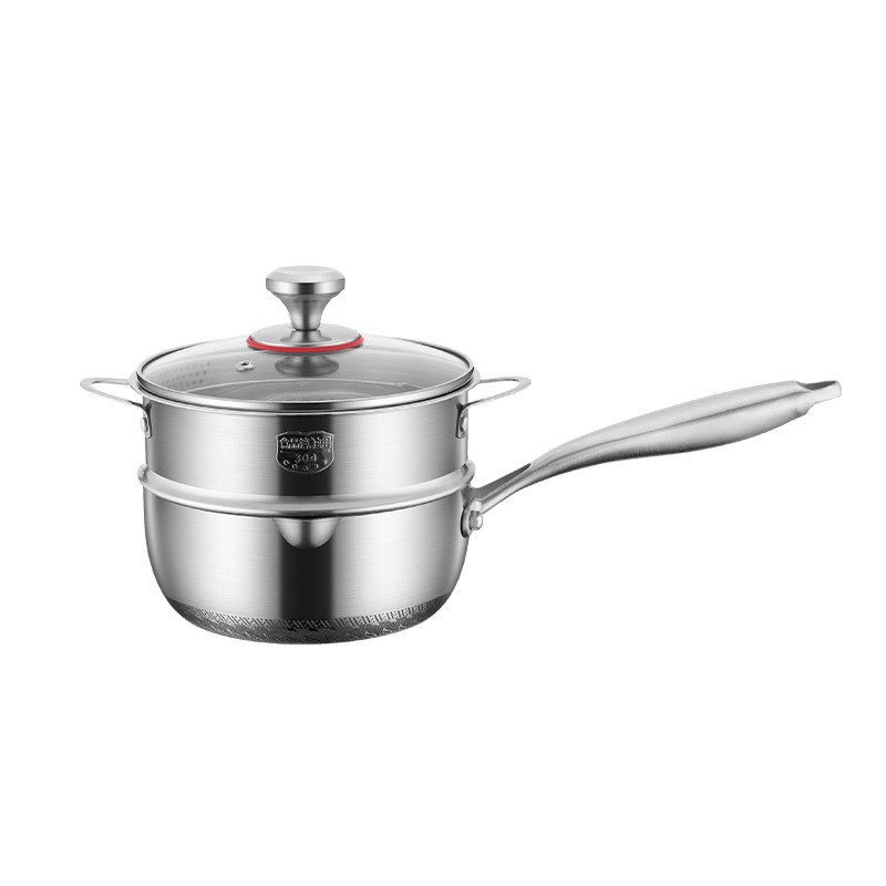 雪平锅316不锈钢奶锅无涂层不粘锅家用通用一体小型宝宝锅辅食锅