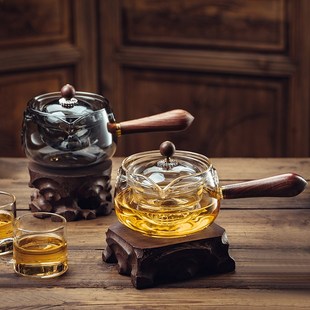 耐高温玻璃泡茶壶家用侧把旋转小青柑电陶炉煮茶器功夫茶具套装