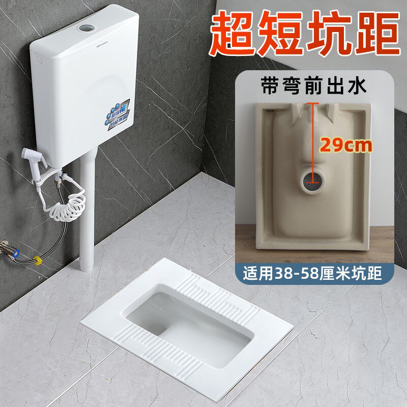 蹲便器蹲坑中下排水大口径大便盆卫生间厕所短坑距带存水弯前出水