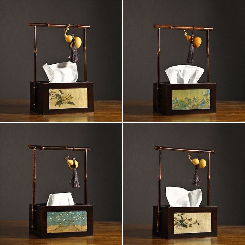 可定制竹制实木提手纸巾盒客厅家用新餐巾盒新中式紫竹古风抽纸盒