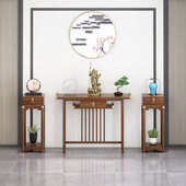 精选新中式 玄关桌窄长条案现代靠墙玄关案台供奉桌子胡桃色实木端