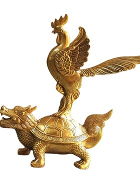 定制大号金鸡龙龟纯铜摆件家居装饰工艺品中式开业礼品独占ao头