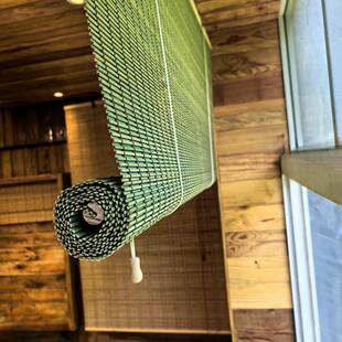 新中式竹帘遮光隔断室外遮阳防水卷帘楼阁酒店书房遮阳帘户外帘