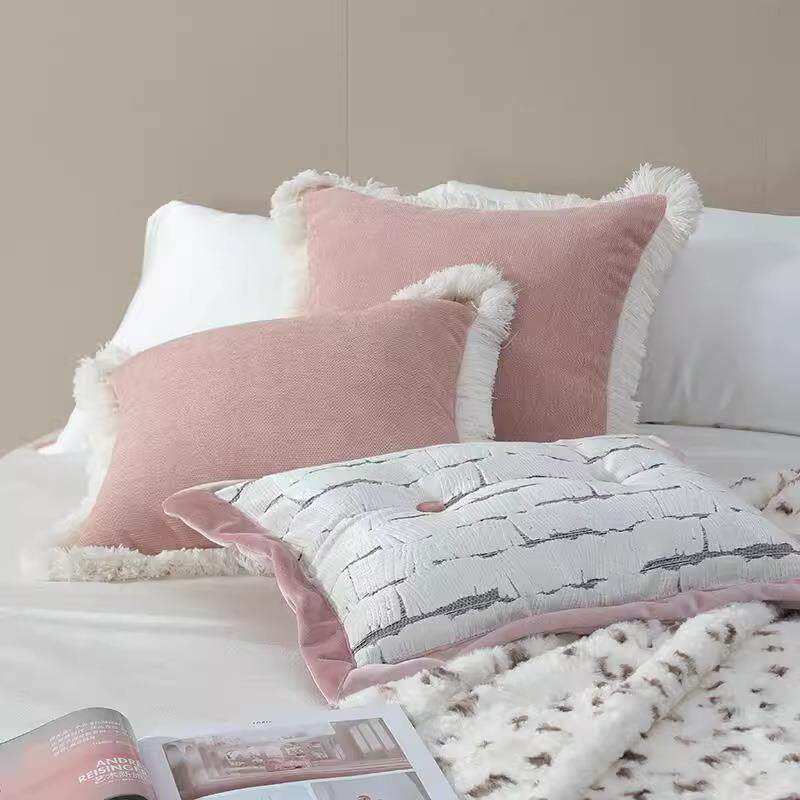 儿童房公主风女孩房床上用品样板间展厅床尾巾客厅沙发抱枕靠垫