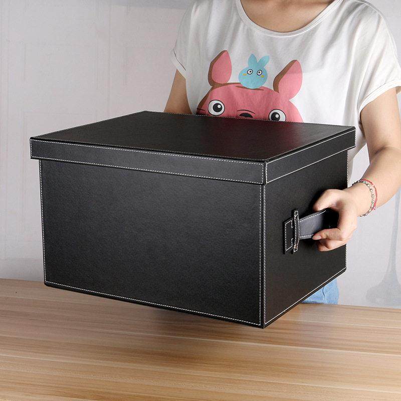 黑色皮质收纳箱衣服衣帽间储物箱特大号有盖杂物整理盒车后备箱,收纳整理,收纳箱,淘宝优惠券,粉丝福利购,淘宝优惠卷