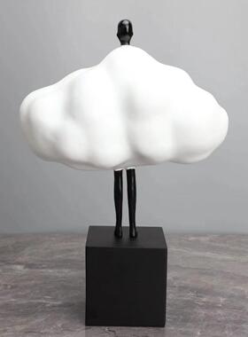 现代简约轻奢树脂云朵人物摆件卧室客厅样板房玄关电视柜家居装饰