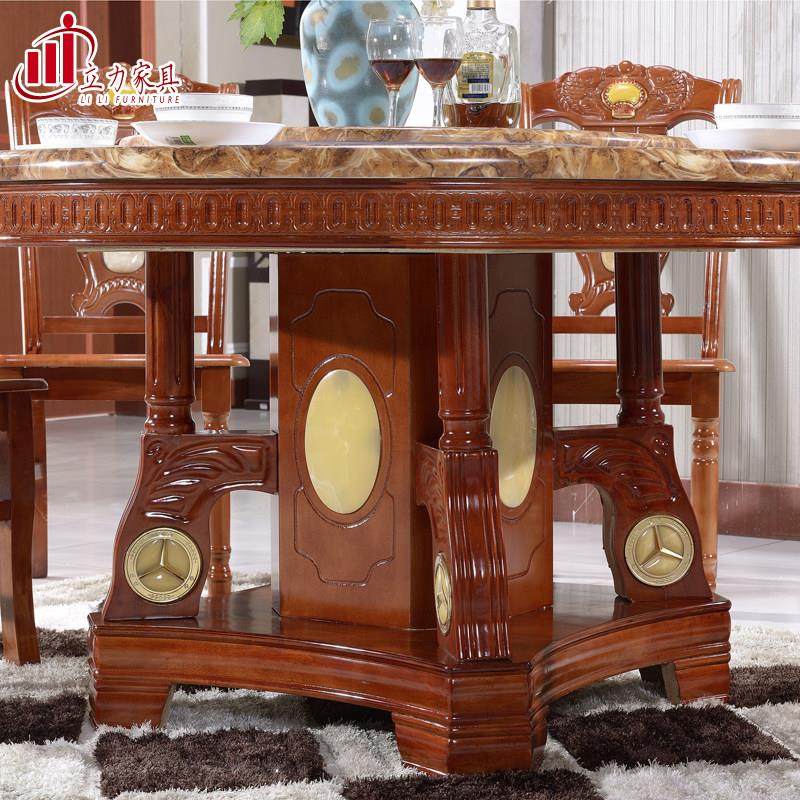 大理石餐桌椅组合圆形带转盘中欧式实木6人经济型吃饭小户型桌子,住宅家具,大理石餐桌,淘宝优惠券,粉丝福利购,淘宝优惠卷