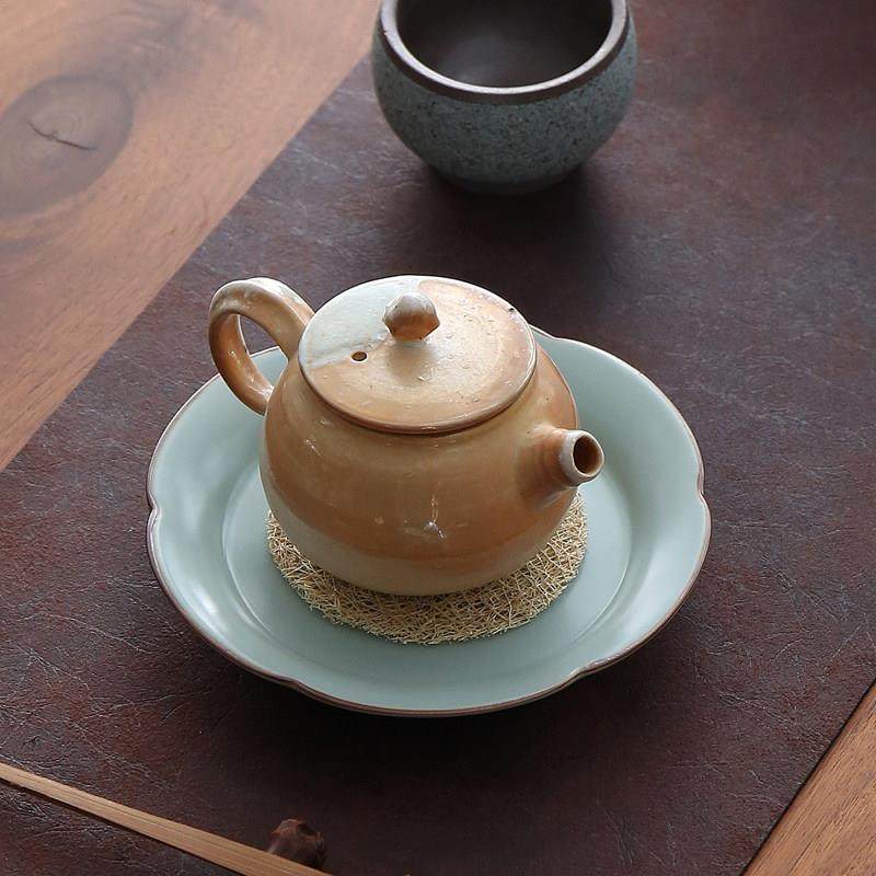 茶艺教学复古手工花瓣壶承茶承家用茶壶托盘茶托养壶垫干泡台茶盘,餐饮具,茶托,淘宝优惠券,粉丝福利购,淘宝优惠卷