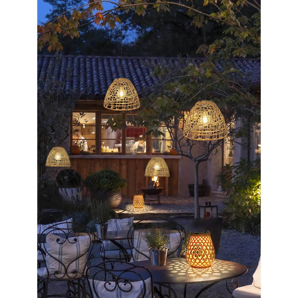 户外太阳能吊灯藤编凉亭院子走廊防水庭院灯中式挂树氛围装饰灯笼,家装灯饰光源,户外吊灯,淘宝优惠券,粉丝福利购,淘宝优惠卷