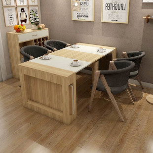 初点 现代简约家用小户型吃饭桌子 餐桌折叠伸缩 餐桌会议桌长桌
