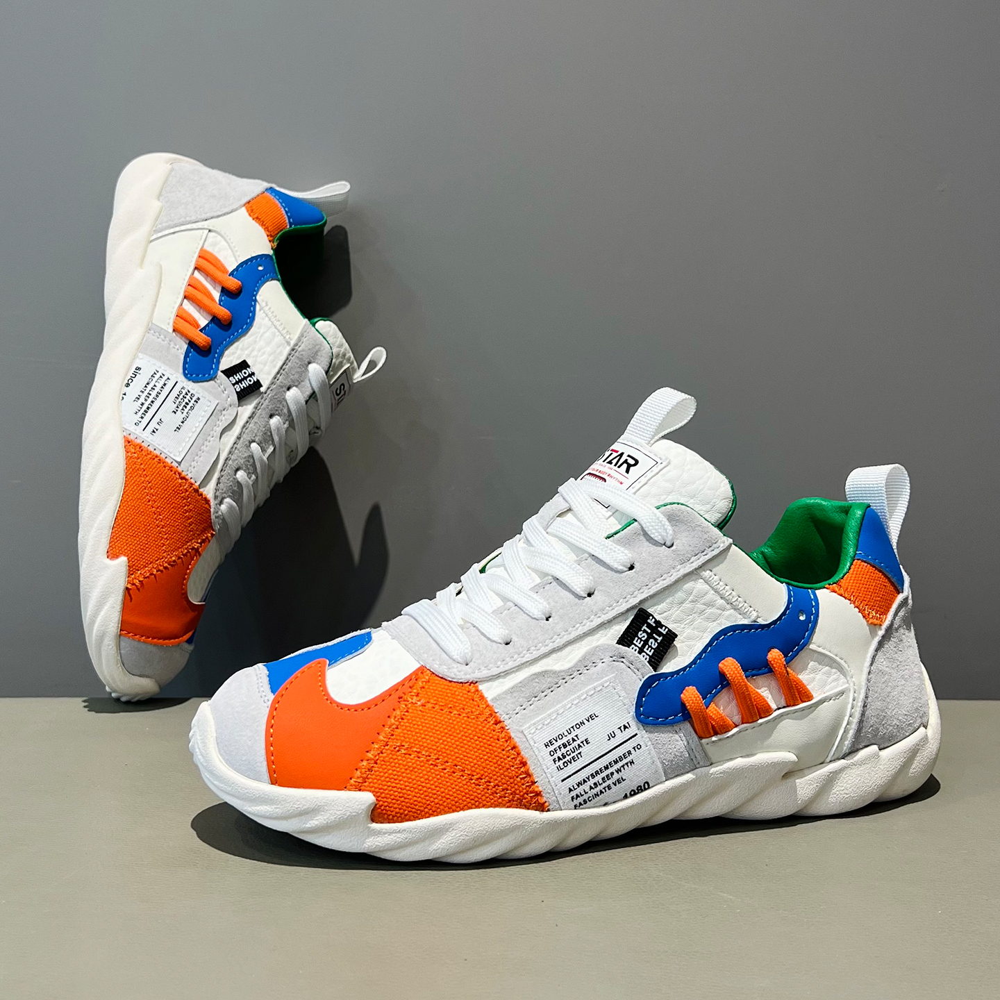 潮流男鞋2025秋冬新款拼色厚底