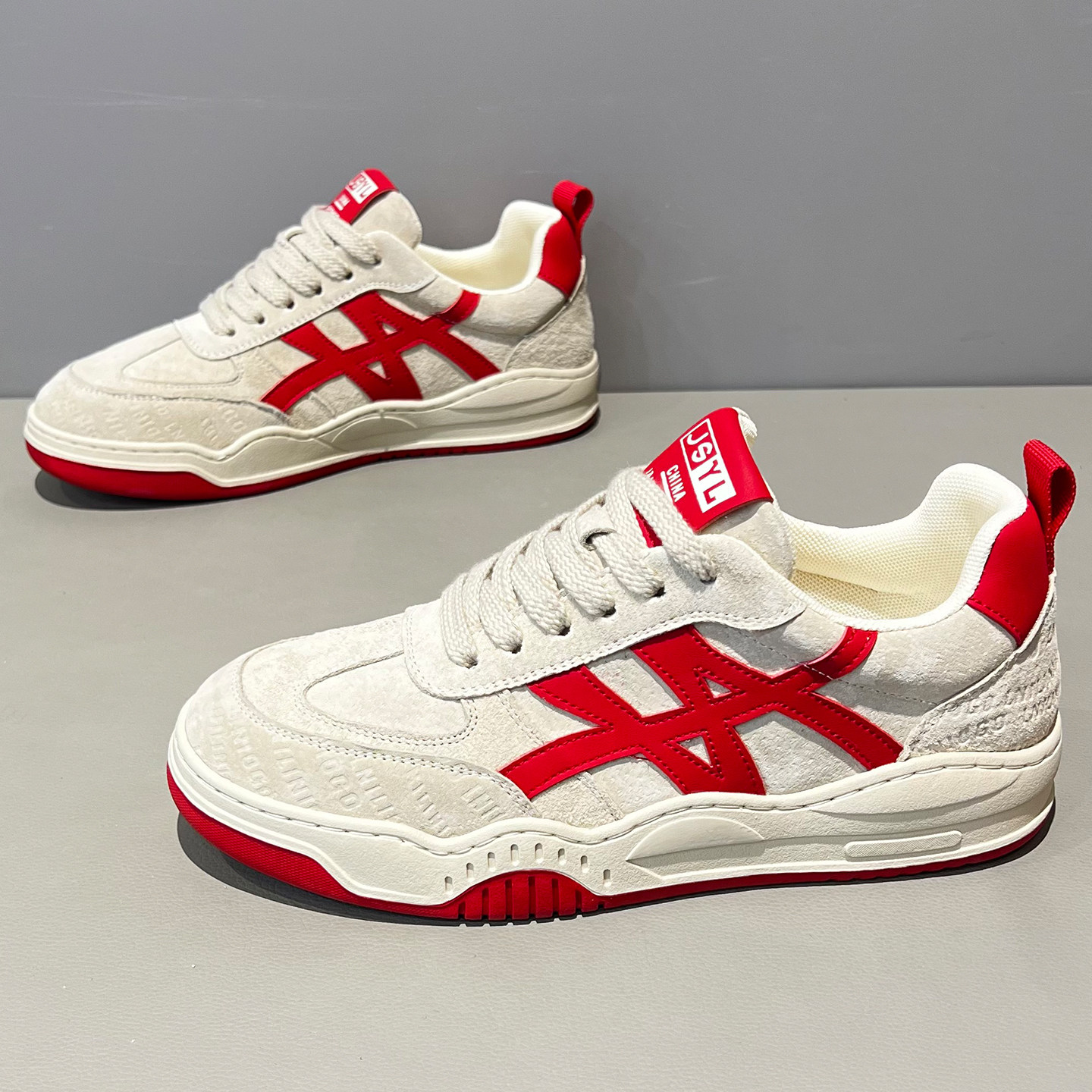 男款2026秋季新款翻毛印花板鞋厚底增高舒适潮流百搭款运动休闲鞋