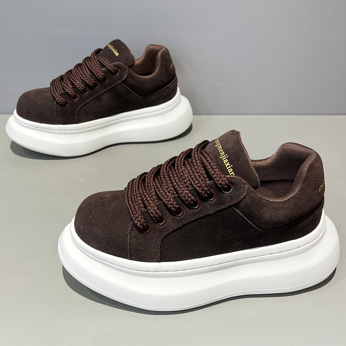 男款2026秋季新款翻毛增高面包鞋厚底舒适潮流百搭休闲鞋韩系板鞋