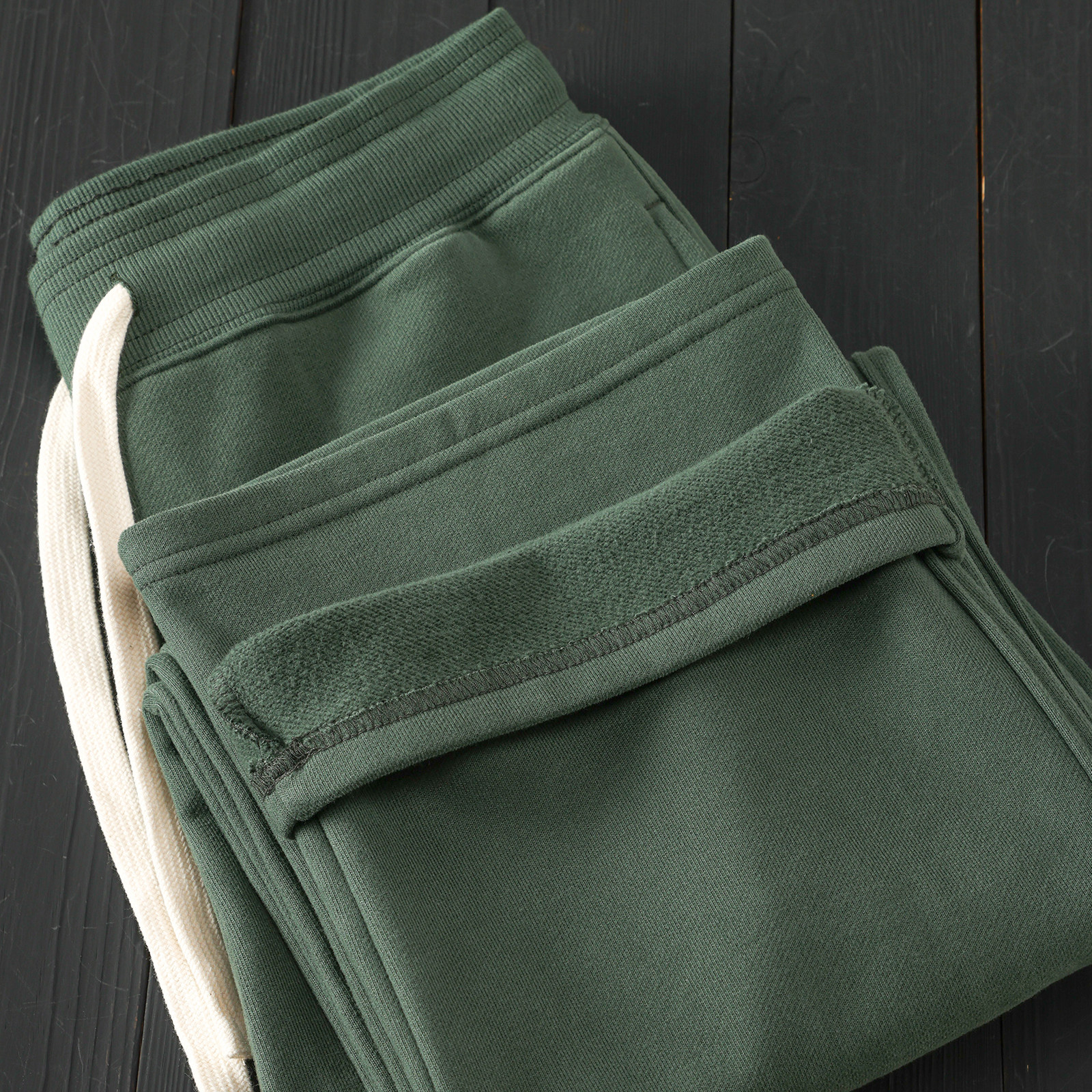 500g灰绿色宽松阔腿直筒长裤洗水磨毛保暖螺纹松紧腰秋冬抓绒卫裤,男装,卫裤,淘宝优惠券,粉丝福利购,淘宝优惠卷