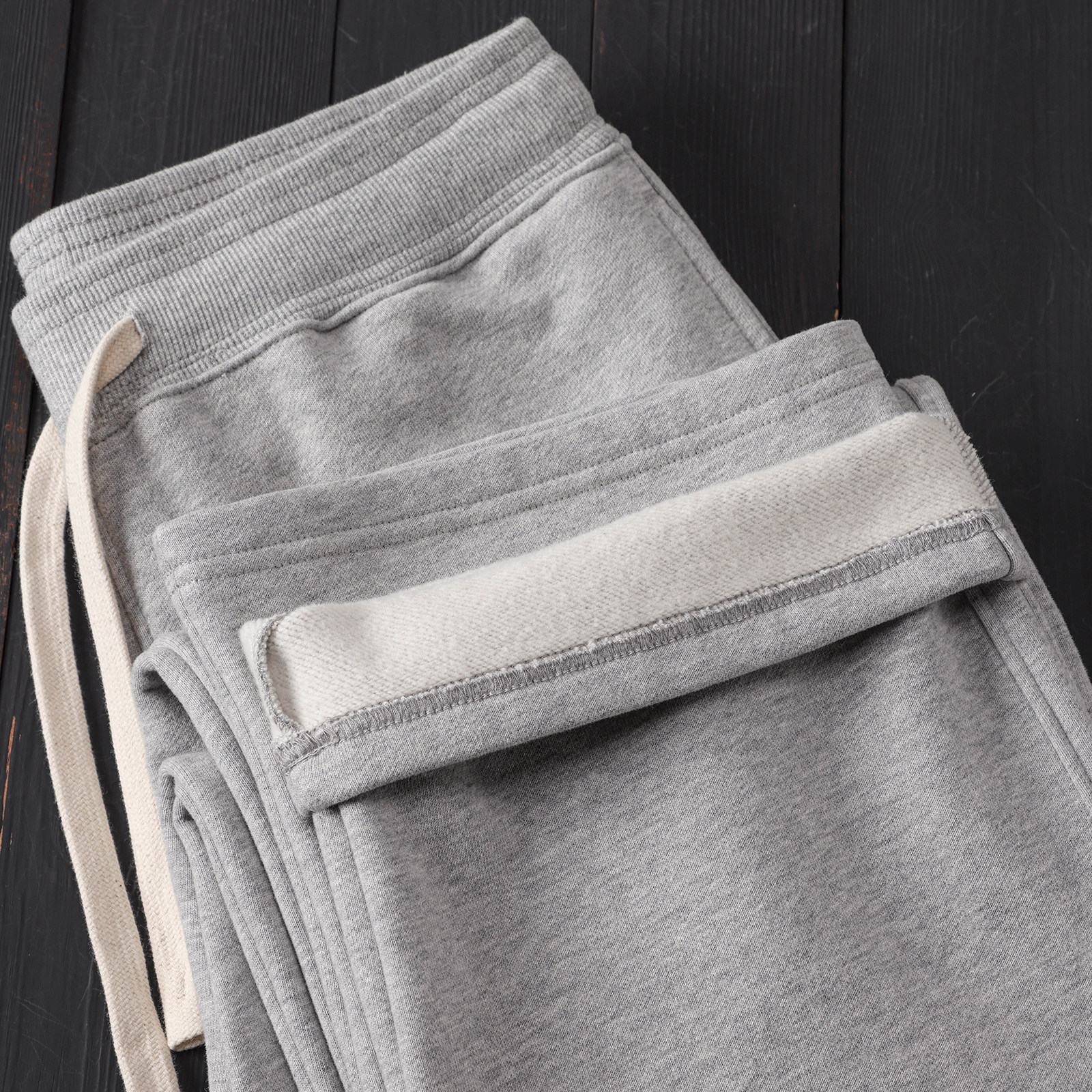 500g花灰色宽松阔腿直筒长裤洗水磨毛保暖螺纹松紧腰秋冬抓绒卫裤,男装,卫裤,淘宝优惠券,粉丝福利购,淘宝优惠卷