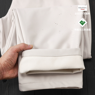 秋冬宽松直筒机能直筒裤 灰白色350g加绒solotex 抗静电三防锥形裤