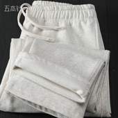 纯色简约加绒卫裤 秋冬季 一体绒 浅花灰双股双纱自发热直筒裤