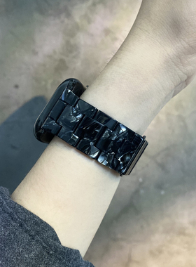 适用苹果手表表带iwatchs1098树脂表带高级感曜石黑男女通用表带
