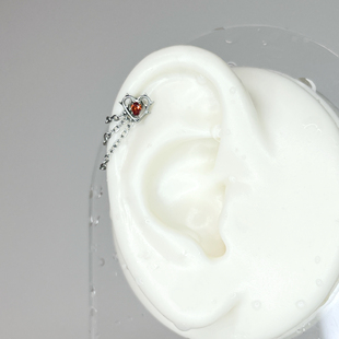 钛合金荆棘爱心耳钉三链条跑环耳骨链耳骨钉精致小众耳窝钉养耳洞