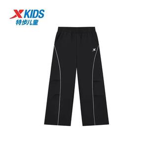 特步童装2025秋冬女童宽松阔腿裤运动裤弹性加绒保暖百搭休闲长裤