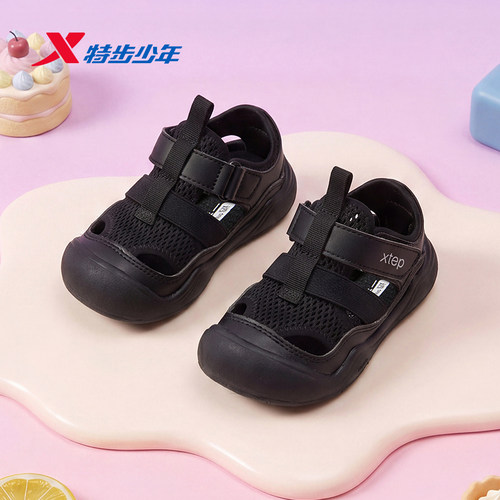 休闲鞋童鞋小贝魔术贴特步防滑