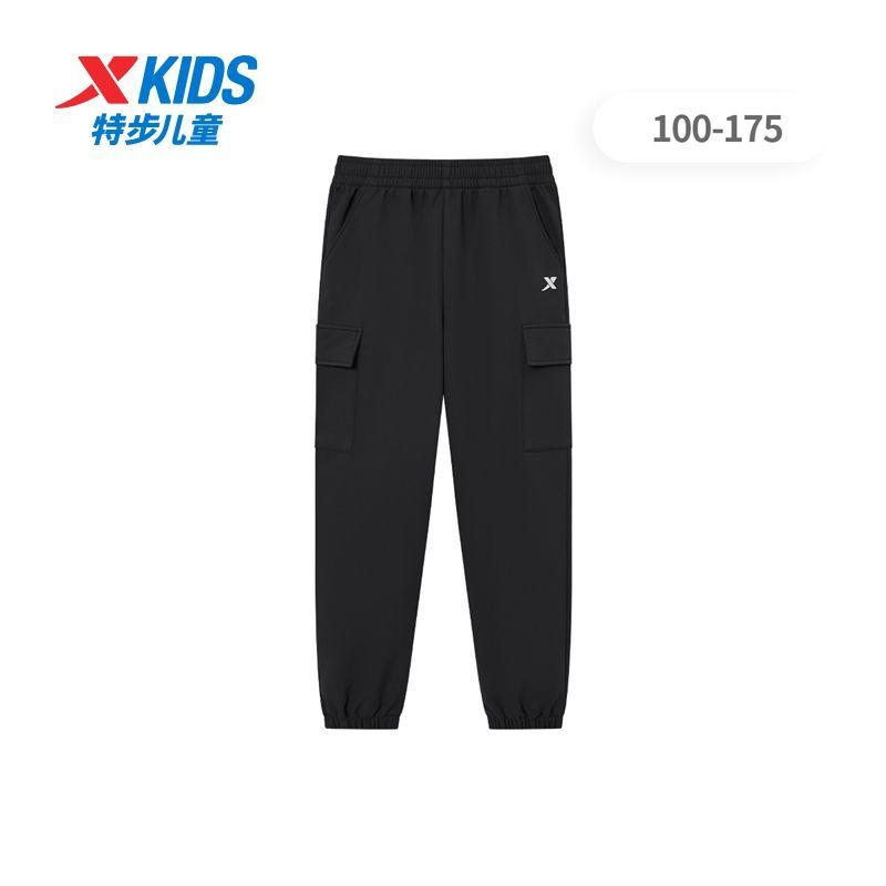 特步童装2025秋冬男女童户外工装裤弹性加绒运动长裤保暖百搭卫裤