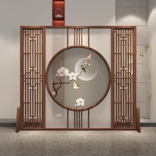 屏风隔断客厅卧室遮挡家用进门玄关简约现代办公室移动座屏 新中式