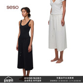 松弛感卫裤 seso 休闲阔腿7分裤 松紧腰头休闲风