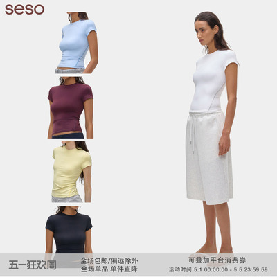 seso瑜伽基础圆领短袖T恤运动