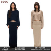 麻花纹理毛衣 seso 圆领短款 复古精致松弛氛围