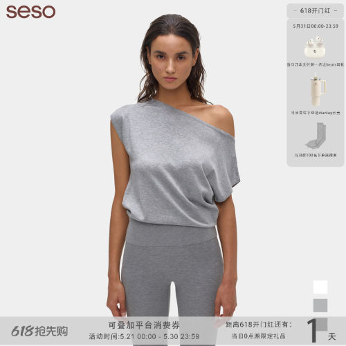 seso斜肩休闲短袖罩衫微宽松休闲