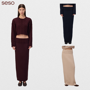 seso丨翻腰头毛织半裙 经典色系搭配精致针织