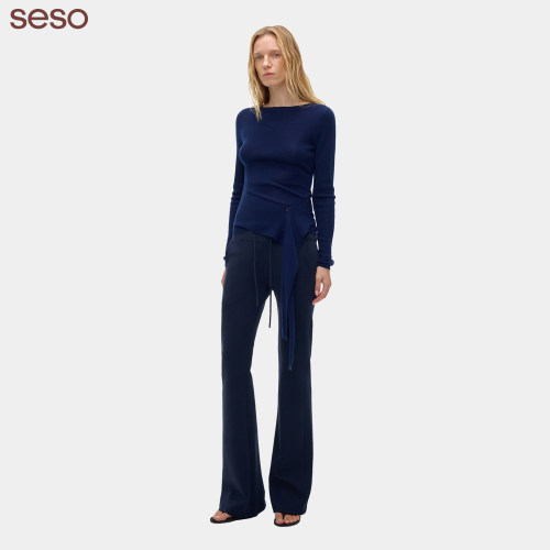 seso｜S01 围裹毛织上衣 正肩修身剪裁修饰身形百搭长袖针织衫