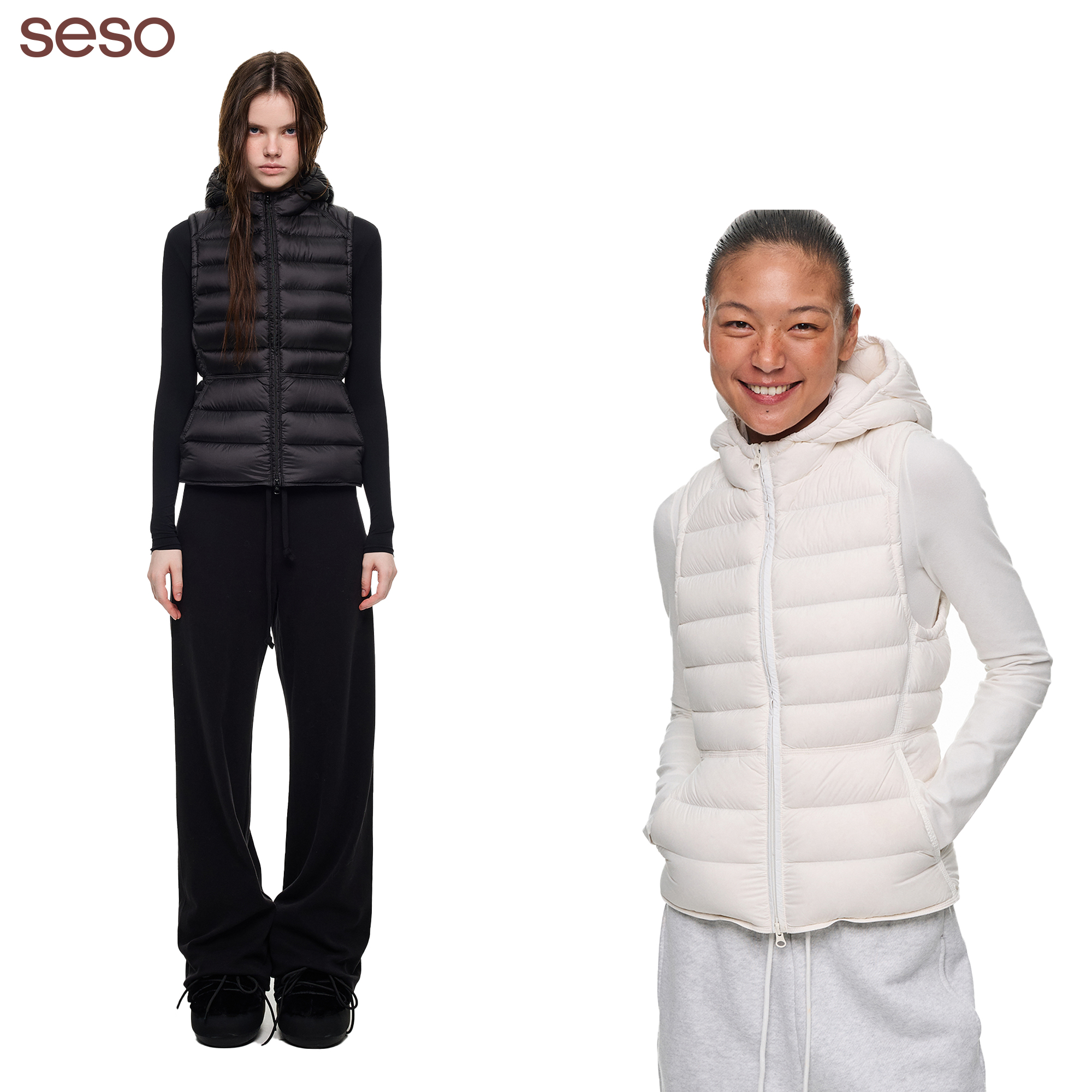 seso轻户外收腰羽绒马甲运动轻便