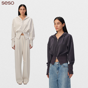 seso丨短款经典百搭双拉链连帽收腰卫衣 收束曲线定格柔飒瞬间