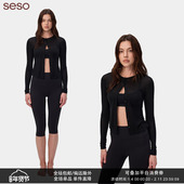 seso 轻薄透气舒适显瘦 上衣 休闲圆领微透针织长袖 纽扣开衫