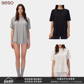 T恤 seso 宽松休闲圆领针织面膜短袖 面膜般贴肤棉感柔软舒适百搭