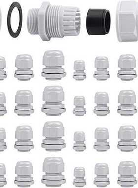 32个可调节3-15 毫米M12M16M20M25电缆密封套灰色防水电缆垫圈