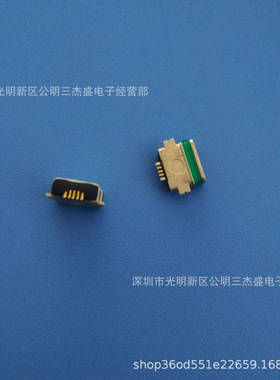 MICRO 薄款防水母座 5P 90°卧式全贴 AF 带绿色防水胶圈