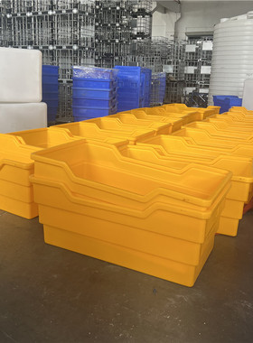 黄色布草车500L滚塑洗涤印染布料运输耐撞击异形全钒液能储存箱