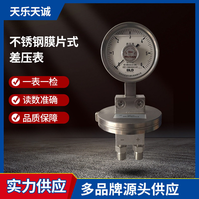 布莱迪不锈钢膜片式差压表 YCBF-100/150双管压力表压差显示器