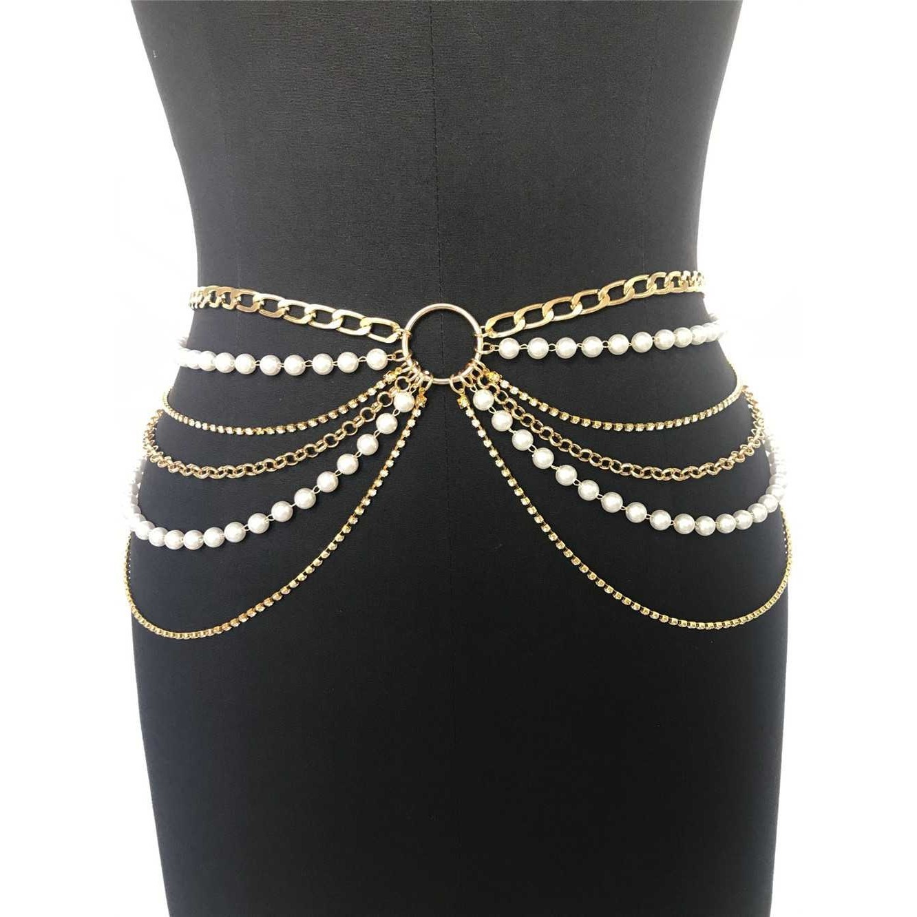 fb1793欧美Waist chain奢华重工圆环珍珠链金属链水钻链多层腰链,女士内衣/男士内衣/家居服,吊袜带,淘宝优惠券,粉丝福利购,淘宝优惠卷