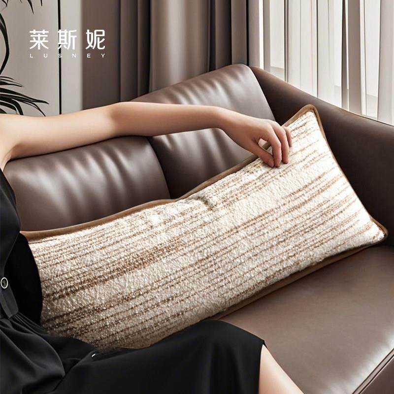 美拉德客厅沙发靠枕腰枕床头长抱枕民宿简约卡其色棉麻长条枕