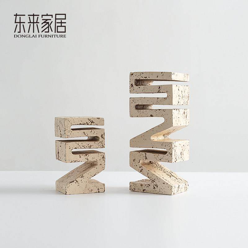 侘寂风创意几何摆彷洞石摆设件样板间样品屋展示中心客厅书房书柜,家居饰品,装饰摆件,淘宝优惠券,粉丝福利购,淘宝优惠卷