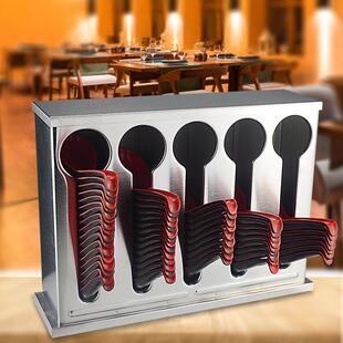 商用不锈钢带盖子汤勺汤匙收纳盒自助饭厅大容量汤匙盒勺子架台式