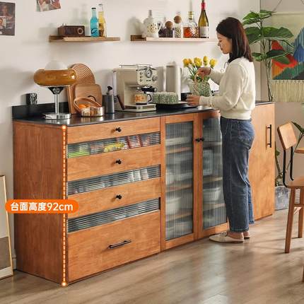 家逸实木餐边柜茶水柜碗柜灶台柜靠墙储物柜边柜厨房餐厅置物柜