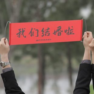 领证拍照道具结婚拍照登记婚房跟拍条幅摆拍游戏手拉条幅领证横幅