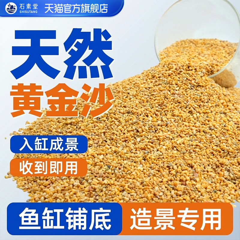 黄金沙南美鼠鱼缸装饰底砂天然溪流石沙草缸水陆造景细河沙水草砂