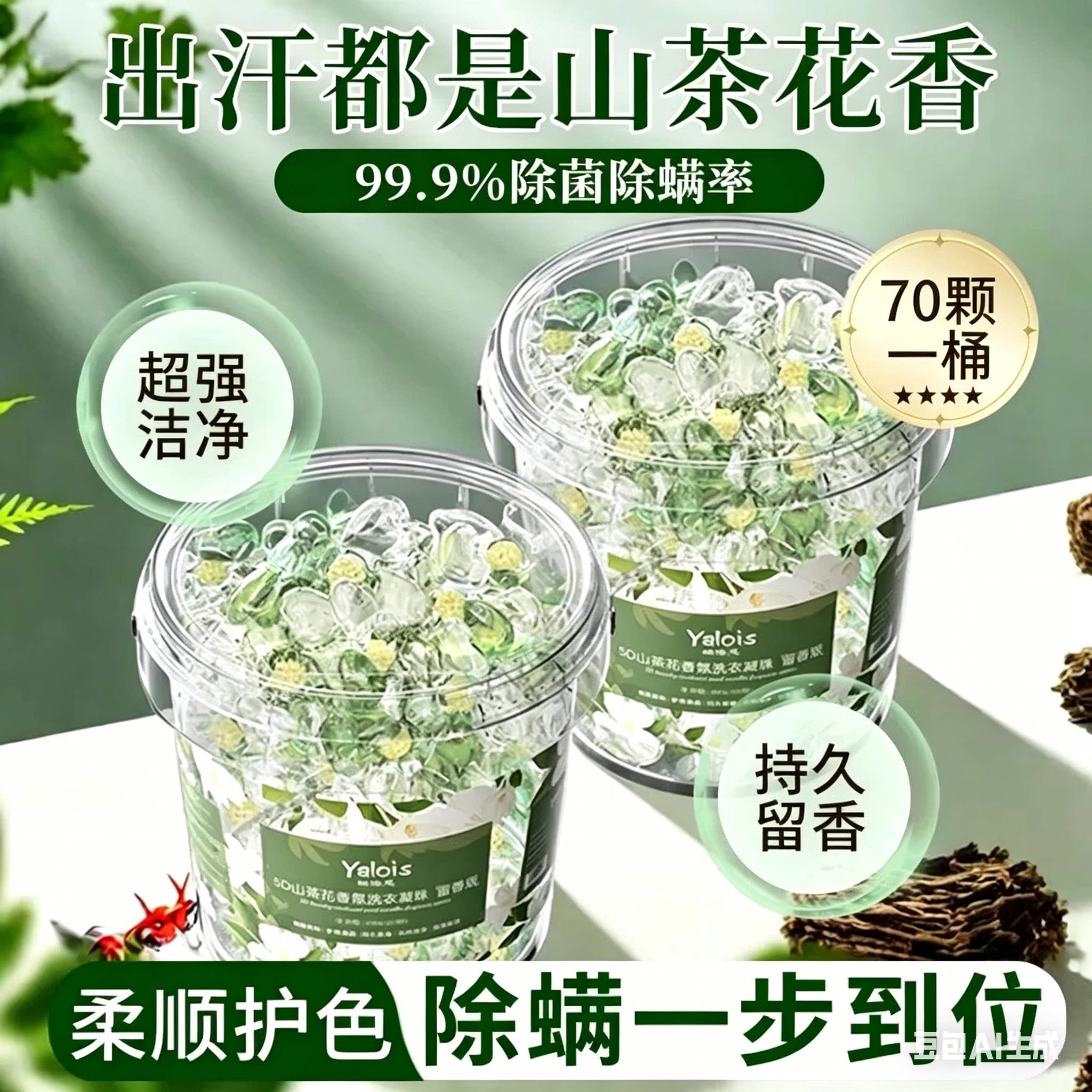 洗衣凝珠山茶花洗衣凝珠留香珠多效五合一家用洗衣服持久留香去污